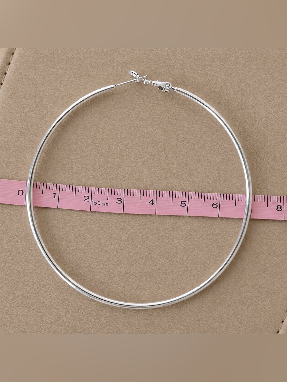 Sterling silver big hoop earrings 70mm - Picture 4 of 8